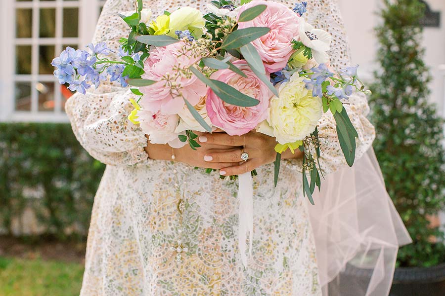 bouquet on brides hand